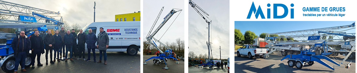 Grues tractables Midi Cranes | SOME distributeur Loire-Atlantique (44), Maine-et-Loire (49), Vendée (85), Deux-Sèvres (79)